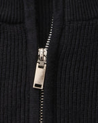 Men's Half-Zip Sweater With a Ribbed Stand Collar - Black