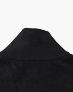 Men's Half-Zip Sweater With a Ribbed Stand Collar - Black