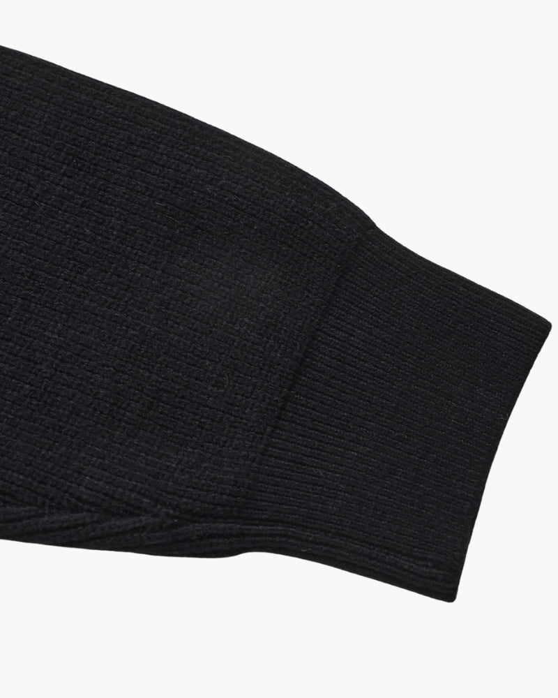 Men's Half-Zip Sweater With a Ribbed Stand Collar - Black