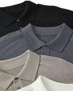 Men's Long-Sleeve Button Polo With a Ribbed Collar - shared