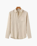 Men's Long-Sleeve Button Shirt With a Chest Pocket - Beige