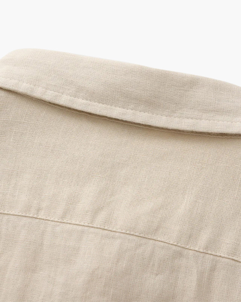 Men's Long-Sleeve Button Shirt With a Chest Pocket - Beige