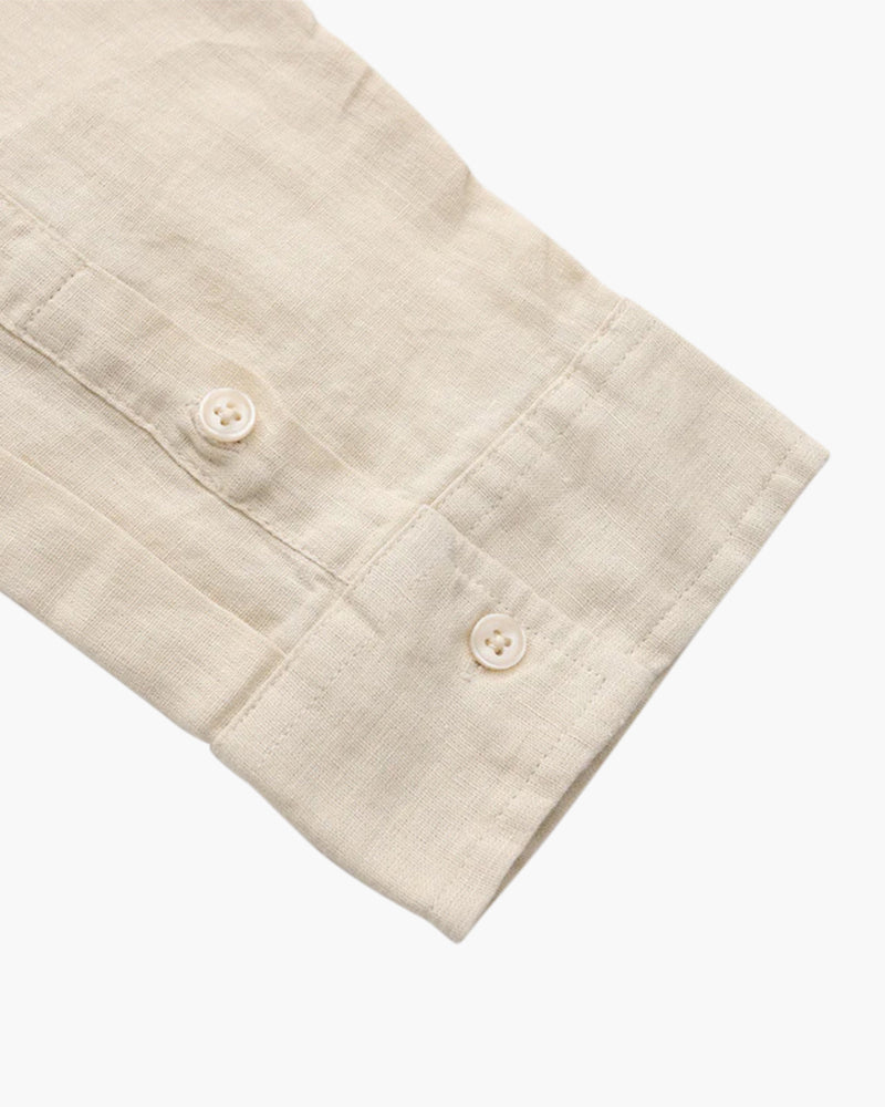 Men's Long-Sleeve Button Shirt With a Chest Pocket - Beige