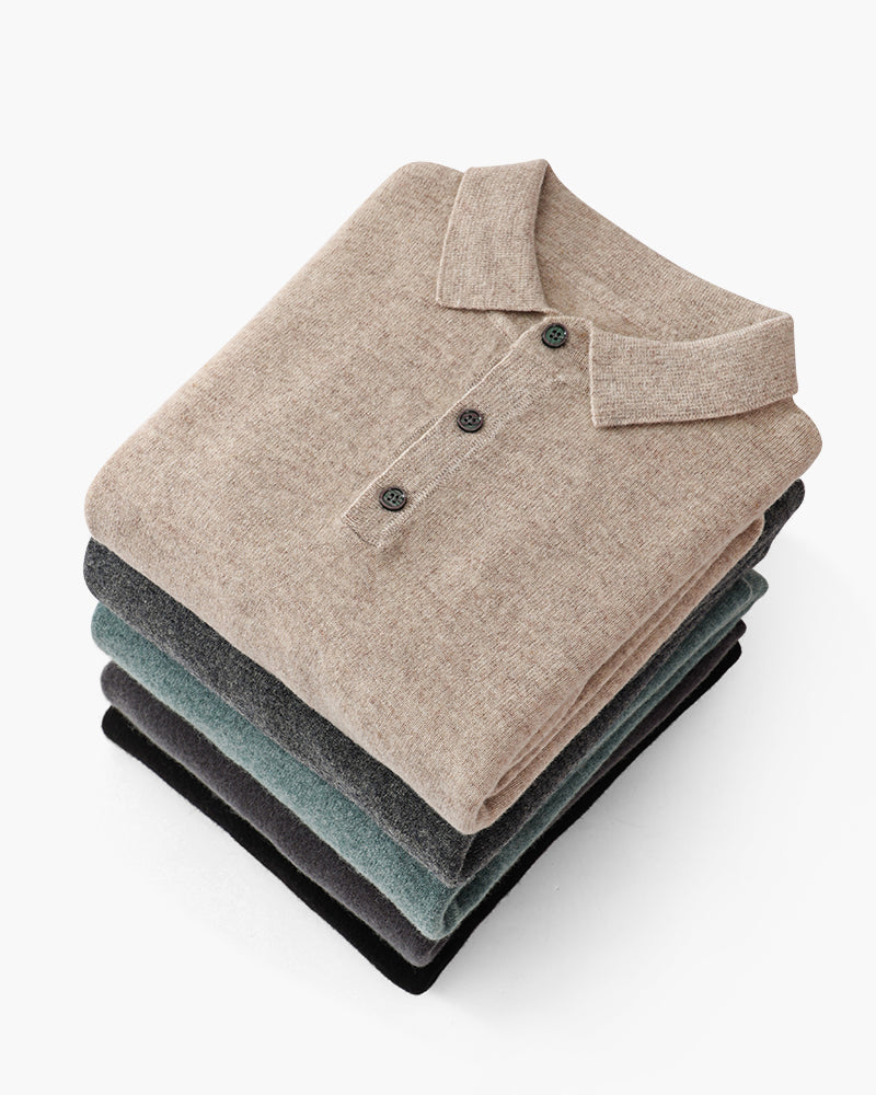 Men's Long-Sleeve Polo With a Three-Button Neckline - shared