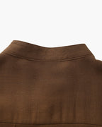 Men's Mandarin Collar Shirt With a Chest Pocket - Brown