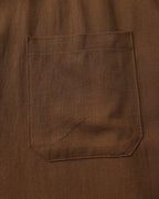 Men's Mandarin Collar Shirt With a Chest Pocket - Brown