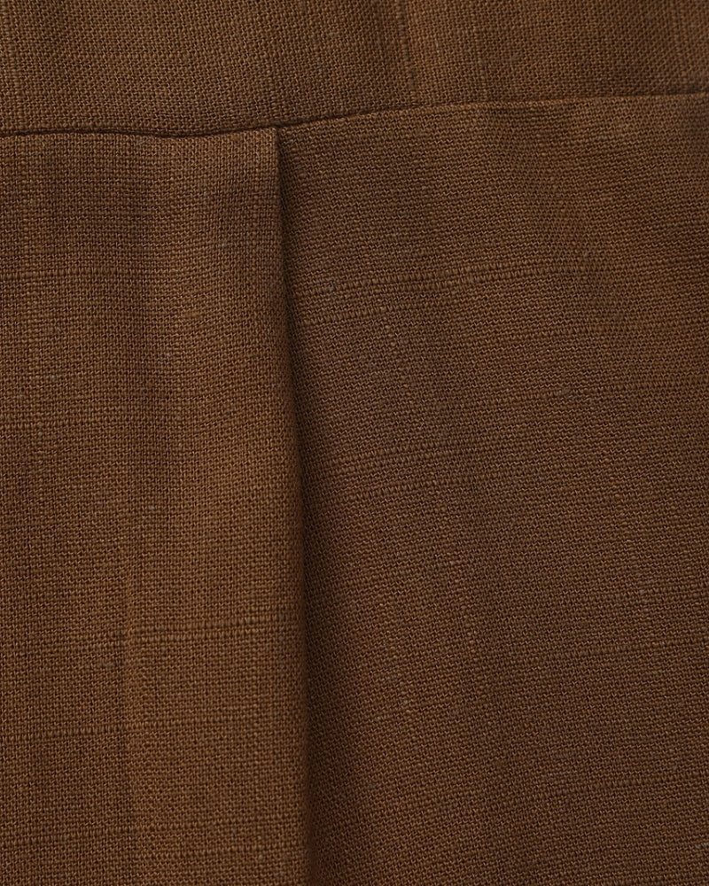 Men's Mandarin Collar Shirt With a Chest Pocket - Brown