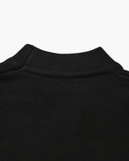 Men's Mock-Neck Sweater With Fine Ribbed Borders - Black