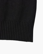 Men's Mock-Neck Sweater With Fine Ribbed Borders - Black