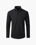 Men's Plain Button Shirt With a Pointed Collar - Black