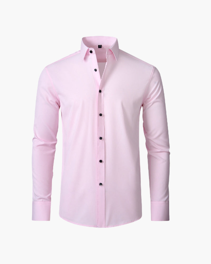 Men's Plain Button Shirt With a Pointed Collar - Pink