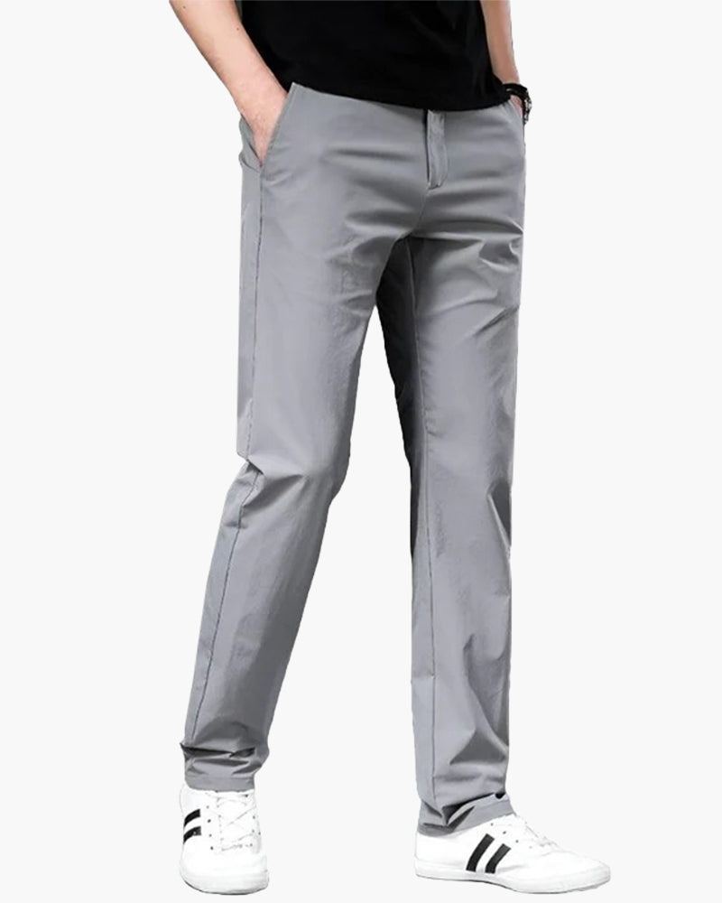 Men's Plain Chino Trousers With a Tapered Leg Line - Gray