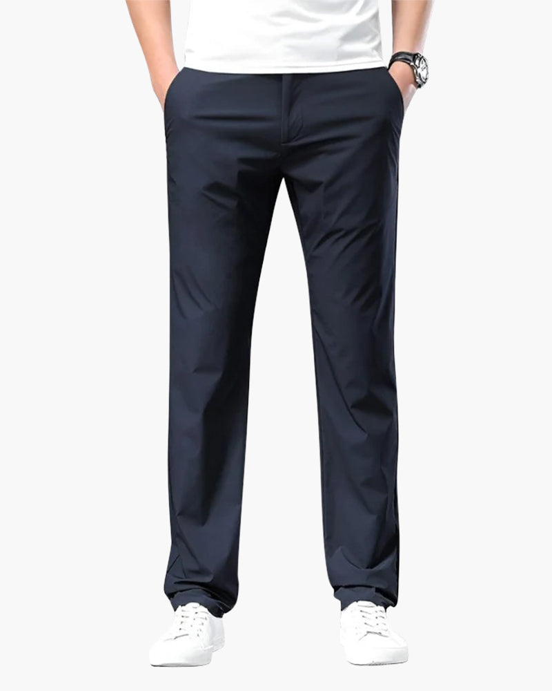 Men's Plain Chino Trousers With a Tapered Leg Line - Blue