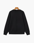 Men's Plain Crewneck Sweatshirt With Ribbed Cuffs - Black