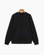 Men's Plain Crewneck Sweatshirt With Ribbed Cuffs - Black