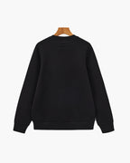Men's Plain Crewneck Sweatshirt With Ribbed Cuffs - Black