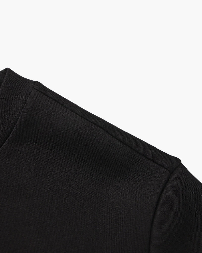 Men's Plain Crewneck Sweatshirt With Ribbed Cuffs - Black