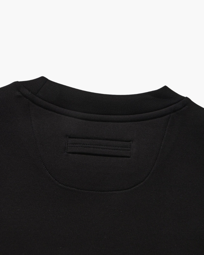 Men's Plain Crewneck Sweatshirt With Ribbed Cuffs - Black