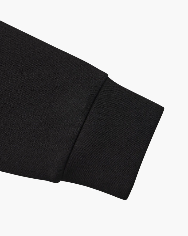 Men's Plain Crewneck Sweatshirt With Ribbed Cuffs - Black