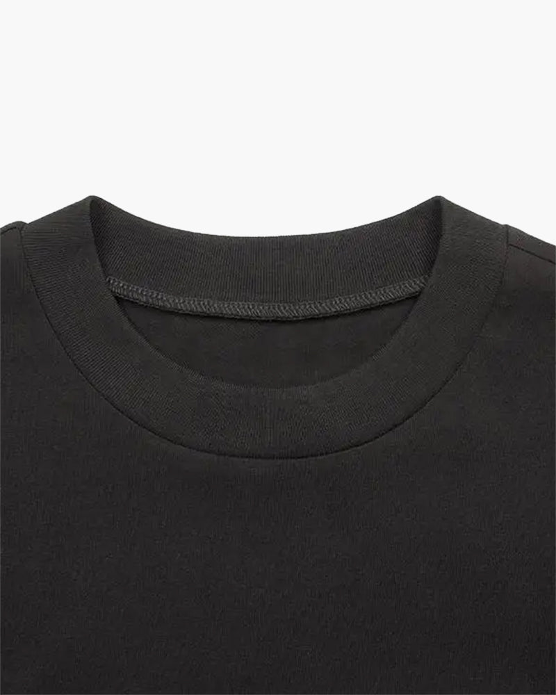Men's Plain Crewneck T-Shirt With a Straight Hem - Black