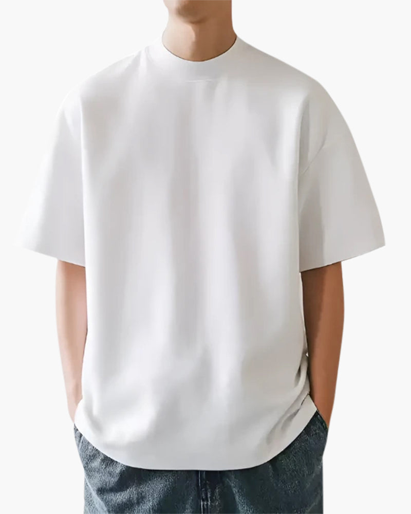 Men's Plain Crewneck T-Shirt With a Straight Hem - White