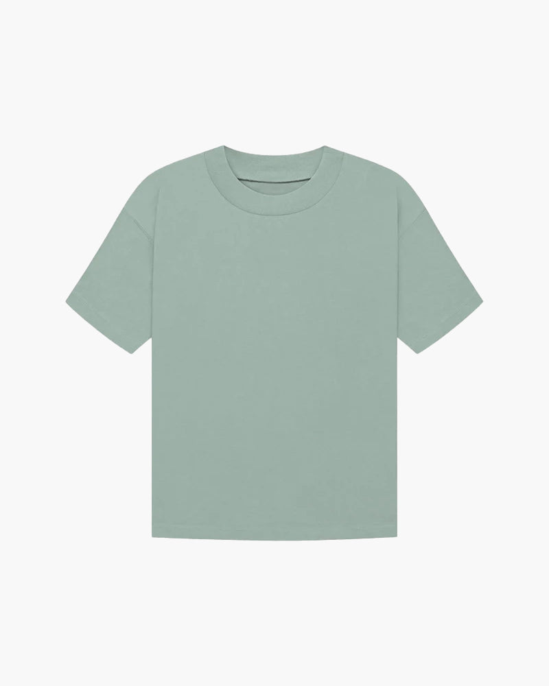 Men's Plain Crewneck T-Shirt With a Straight Hem - Green