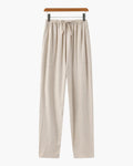 Men's Plain Drawstring Trousers With Straight Legs - Beige