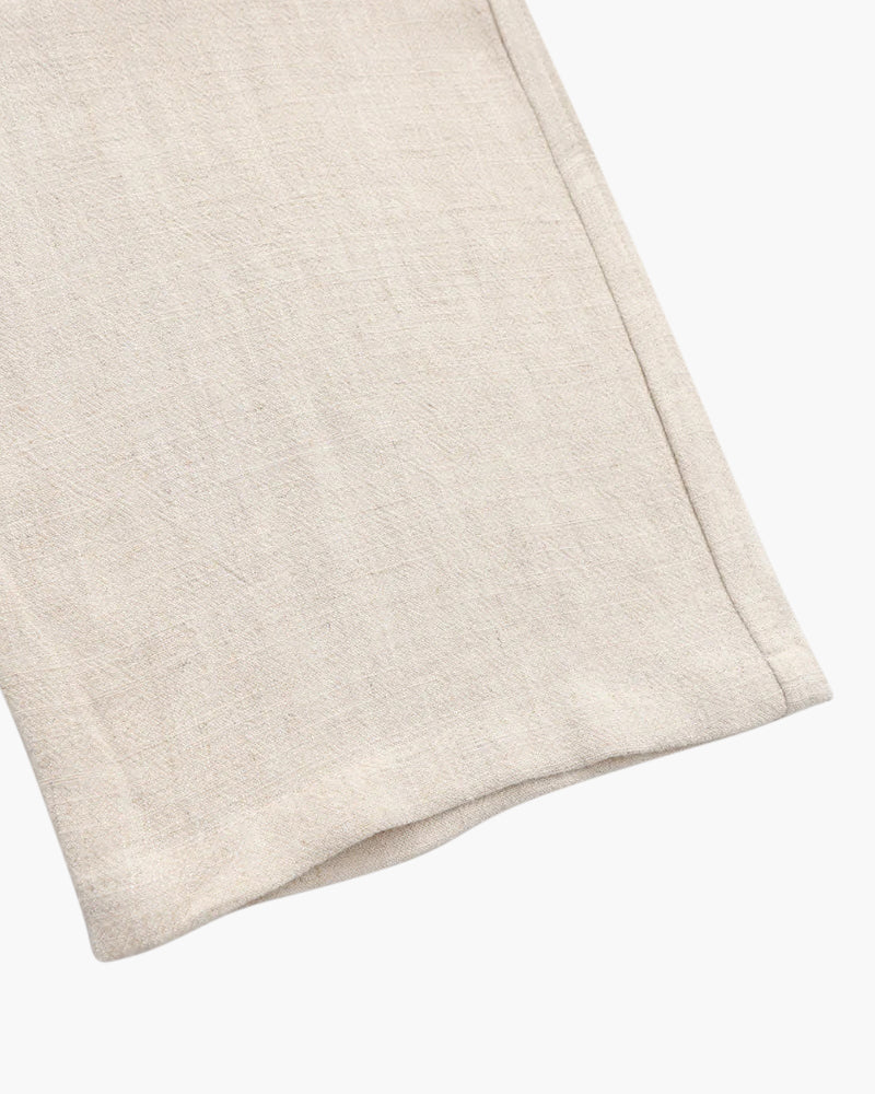Men's Plain Drawstring Trousers With Straight Legs - Beige