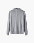 Men's Plain Half-Zip Sweater With a Raised Neckline - Gray