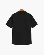 Men's Plain Polo and Trousers Set With Open Hems - Black