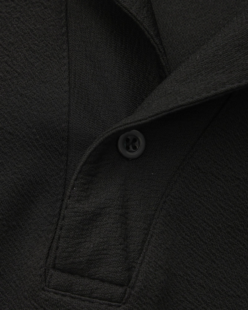 Men's Plain Polo and Trousers Set With Open Hems - Black