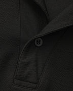 Men's Plain Polo and Trousers Set With Open Hems - Black