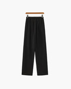 Men's Plain Polo and Trousers Set With Open Hems - Black