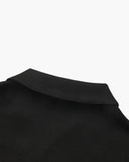 Men's Plain Polo and Trousers Set With Open Hems - Black