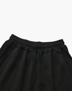 Men's Plain Polo and Trousers Set With Open Hems - Black