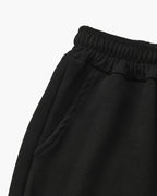 Men's Plain Polo and Trousers Set With Open Hems - Black