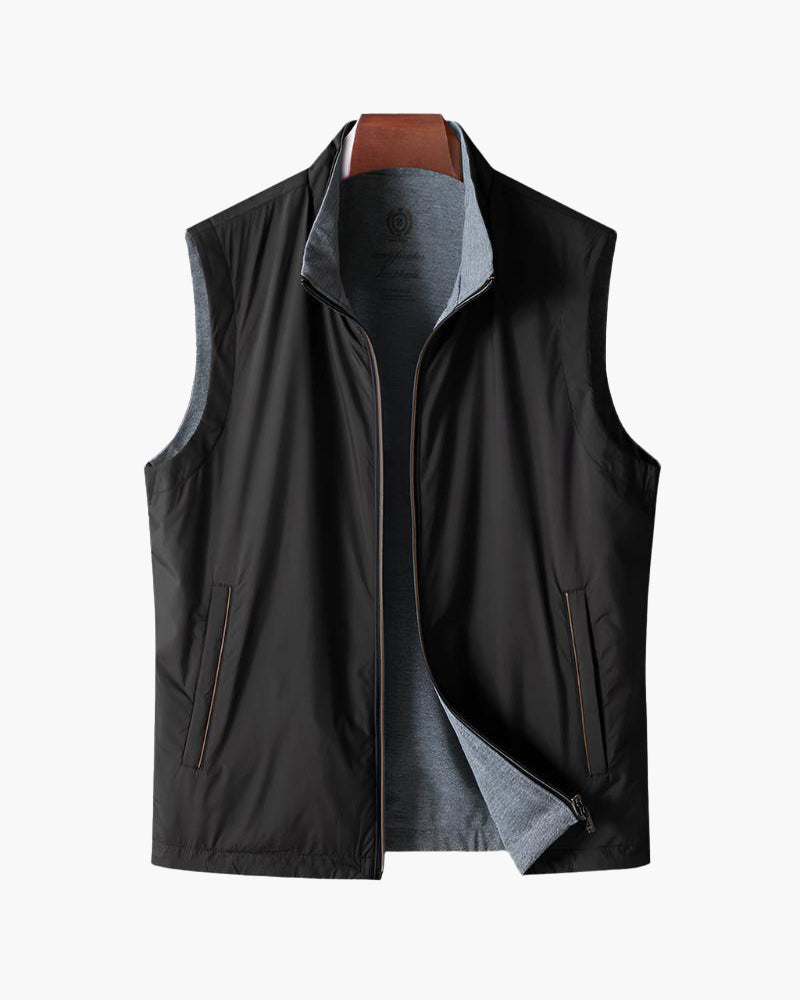 Men's Plain Zip Bodywarmer With Contrasting Interior - Black