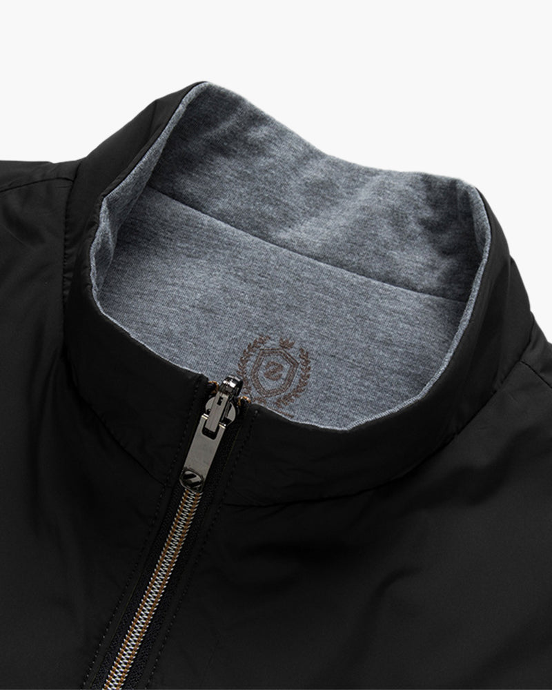 Men's Plain Zip Bodywarmer With Contrasting Interior - Black