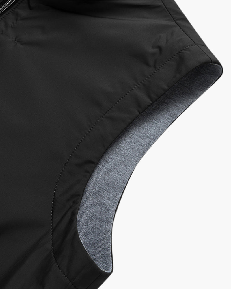 Men's Plain Zip Bodywarmer With Contrasting Interior - Black