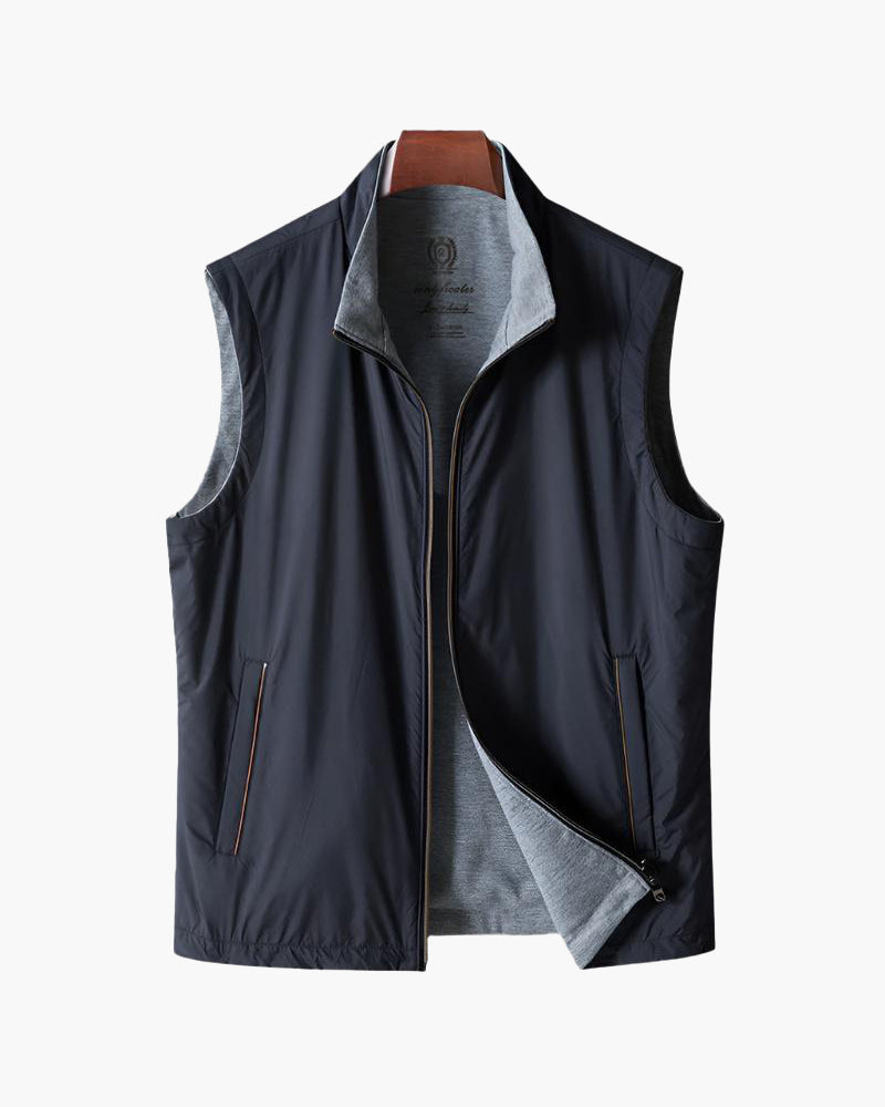 Men's Plain Zip Bodywarmer With Contrasting Interior - Navy