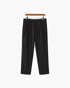 Men's Pleated Trousers With a Tab-Front Waistband - Black