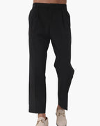 Men's Pleated Trousers With a Tab-Front Waistband - Black