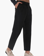 Men's Pleated Trousers With a Tab-Front Waistband - Black
