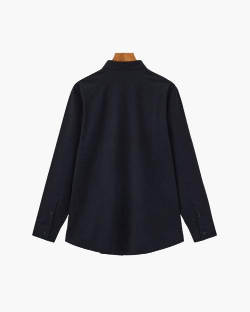Men's Point-Collar Shirt With a Curved Lower Hem - Black