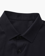 Men's Point-Collar Shirt With a Curved Lower Hem - Black