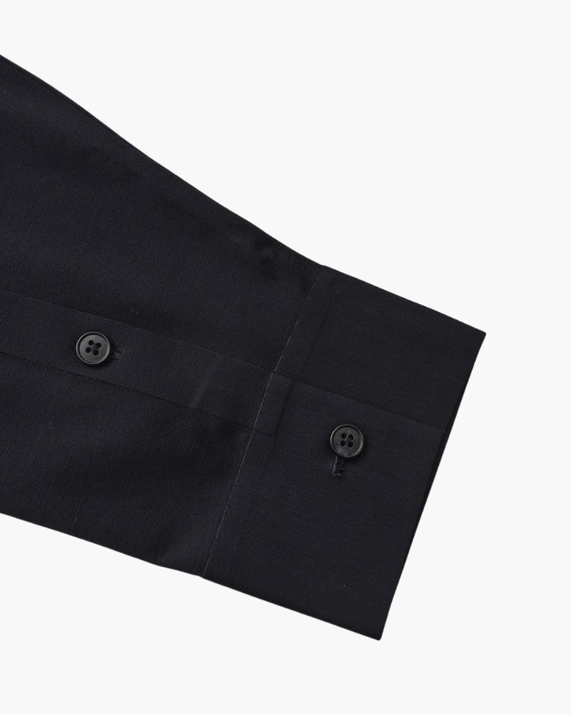 Men's Point-Collar Shirt With a Curved Lower Hem - Black