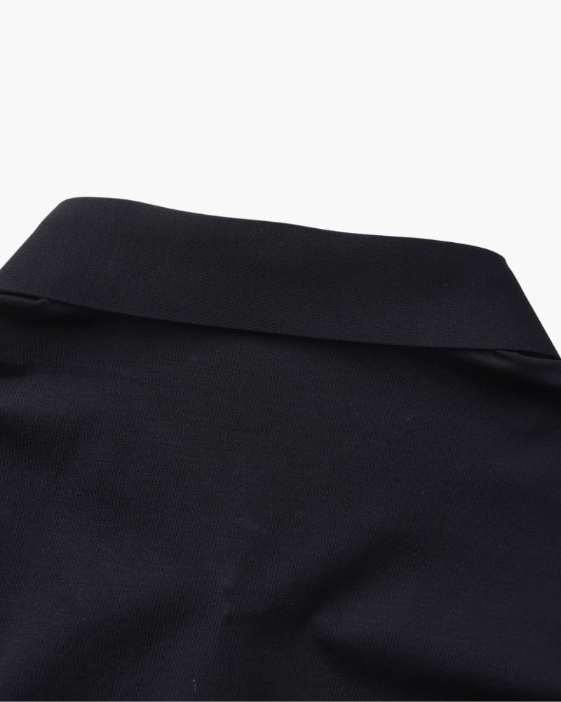 Men's Point-Collar Shirt With a Curved Lower Hem - Black