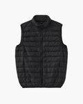 Men's Quilted Zip Gilet With a Raised Stand Collar - Black