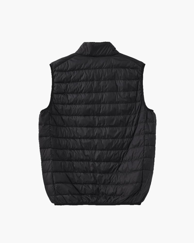 Men's Quilted Zip Gilet With a Raised Stand Collar - Black
