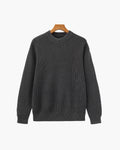 Men's Ribbed Crewneck Sweater With Banded Edges - Gray